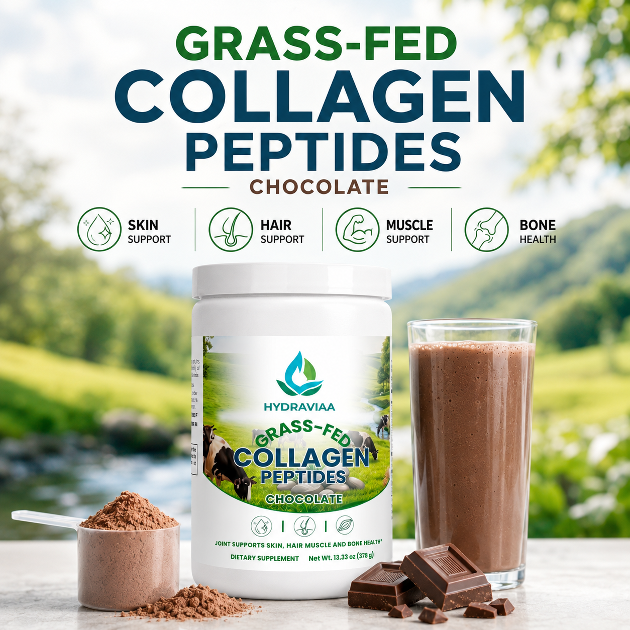 Grass-Fed Collagen Peptides Powder (Chocolate)